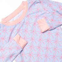 Bluebell Bows Bamboo Pajama Set, Blue