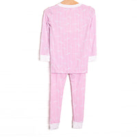 Ribbon Rows Bamboo Pajama Set, Pink