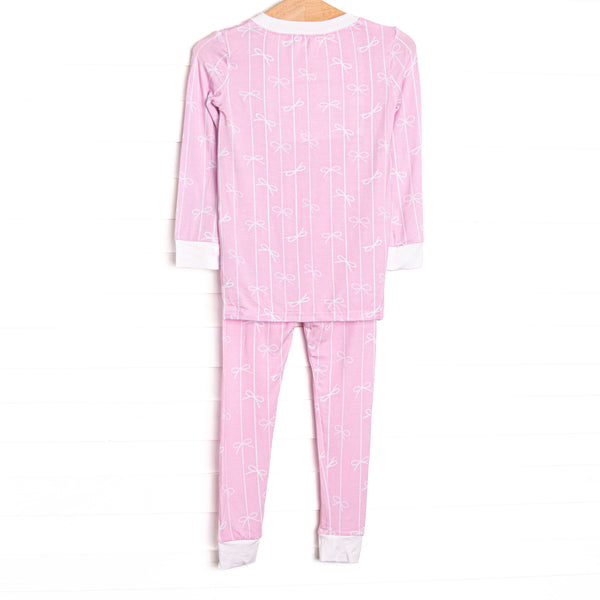 Ribbon Rows Bamboo Pajama Set, Pink
