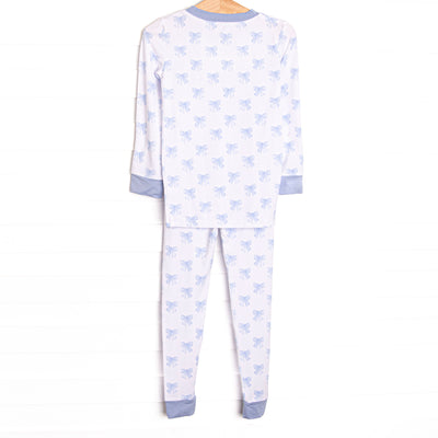 Bows of Blue Bamboo Pajama Set, Blue