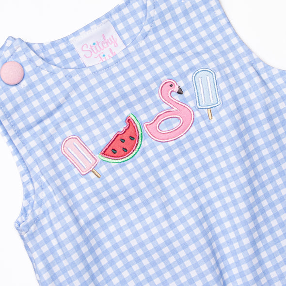 Pool Day Picks Applique Dress, Blue