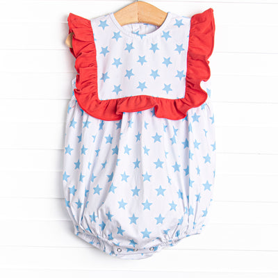 Bold Stars and Brave Hearts Ruffle Bubble, Blue