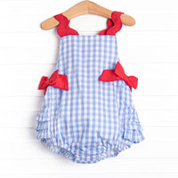 Tried and True Blue Side Tie Bubble, Blue Check