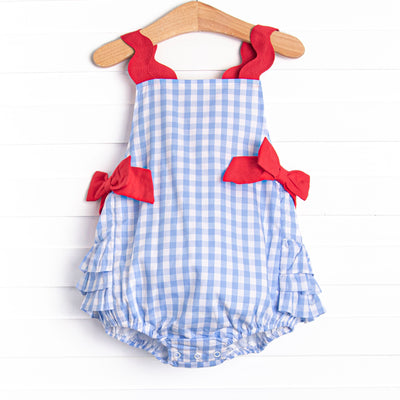 Tried and True Blue Side Tie Bubble, Blue Check