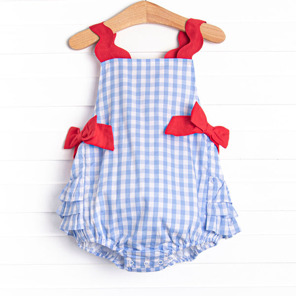 Tried and True Blue Side Tie Bubble, Blue Check