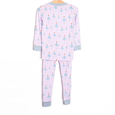 Teal Twirls Bamboo Pajama Set, Pink