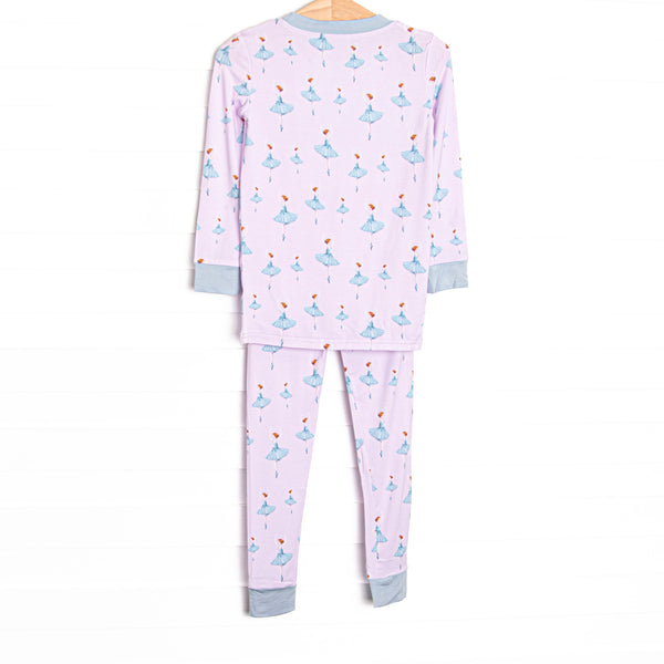 Teal Twirls Bamboo Pajama Set, Pink