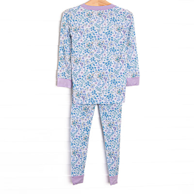 Ditsy Floral Dreams Bamboo Pajama Set, Blue
