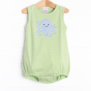 Ollie Octopus Applique Bubble, Green