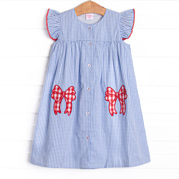Star-Spangled Sweetie Applique Dress, Blue