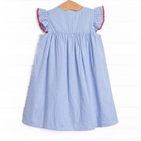Star-Spangled Sweetie Applique Dress, Blue