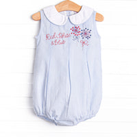 Light Up the Night Embroidered Bubble, Blue Seersucker