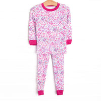  This set is made of the extremely soft, stretchy bamboo viscose fabric that feels like butter and features a pink floral print. 
