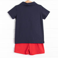 All-American Classic Polo Short Set, Blue