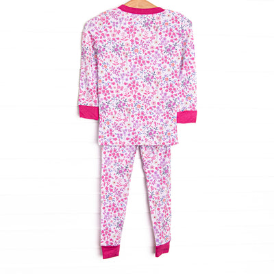 Ditsy Floral Dreams Bamboo Pajama Set, Dark Pink