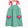 Sweet Slice Applique Pocket Dress, Green