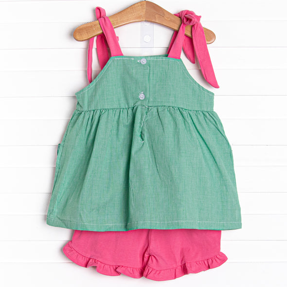 Sweet Slice Applique Pocket Short Set, Green