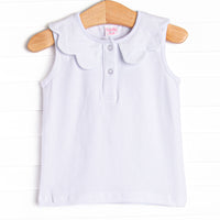 Samantha Scalloped Collar Sleeveless Top, (5 Colors)