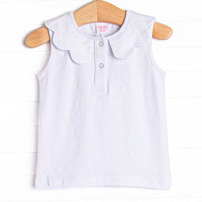 Samantha Scalloped Collar Sleeveless Top, (5 Colors)
