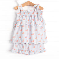 Patriotic Spirit Scalloped Short Set, Blue