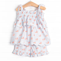 Patriotic Spirit Scalloped Short Set, Blue