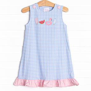 Pool Day Picks Applique Dress, Blue