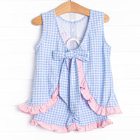 Pool Day Picks Applique Ruffle Short Set, Blue