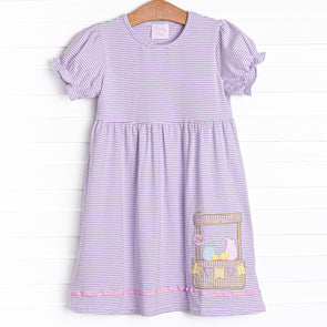 Lemonade Stand Applique Dress, Purple