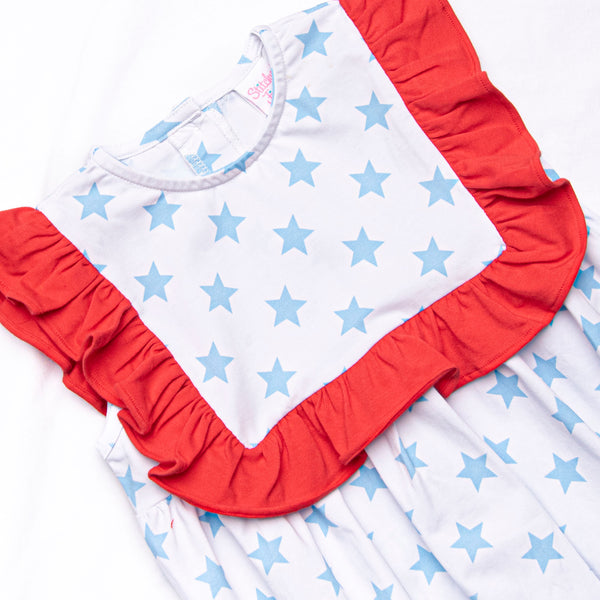 Bold Stars and Brave Hearts Ruffle Bubble, Blue