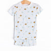 Bumble Bee Blues Bamboo Pajama Short Set, Blue