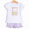 Lemonade Stand Applique Short Set, Purple