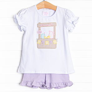 Lemonade Stand Applique Short Set, Purple