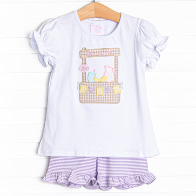 Lemonade Stand Applique Short Set, Purple