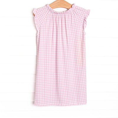 Pink Gingham Bamboo Night Gown, Pink