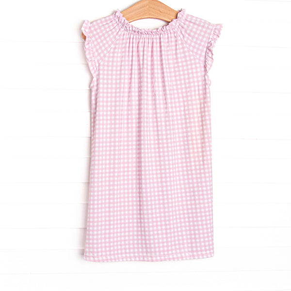 Pink Gingham Bamboo Night Gown, Pink