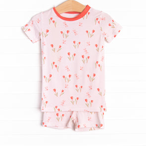 Dancing Dragonflys Bamboo Pajama Short Set, Red
