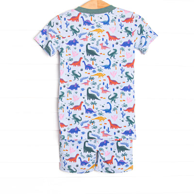 Jurassic Dreamer Bamboo Pajama Short Set, Blue