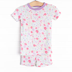 Floral Party Bamboo Pajama Short Set, Purple