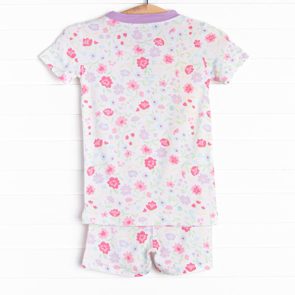 Floral Party Bamboo Pajama Short Set, Purple