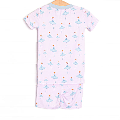 Teal Twirls Bamboo Pajama Short Set, Pink