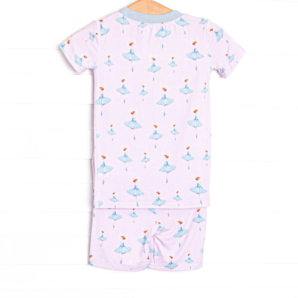 Teal Twirls Bamboo Pajama Short Set, Pink