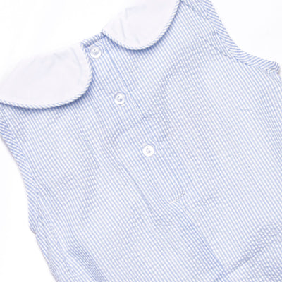 Light Up the Night Embroidered Bubble, Blue Seersucker