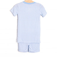 Blue Gingham Bamboo Pajama Short Set, Blue