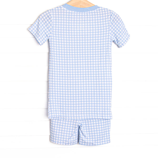 Blue Gingham Bamboo Pajama Short Set, Blue