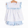 Penelope Petals Ruffle Short Set, Blue