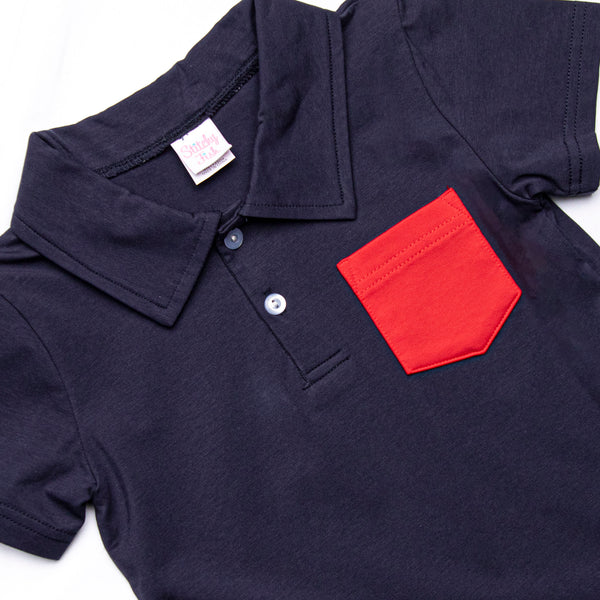 All-American Classic Polo Short Set, Blue