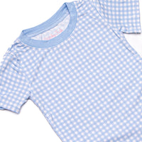 Blue Gingham Bamboo Pajama Short Set, Blue
