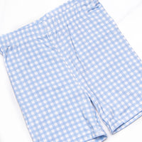 Blue Gingham Bamboo Pajama Short Set, Blue