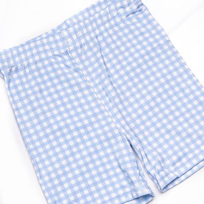 Blue Gingham Bamboo Pajama Short Set, Blue