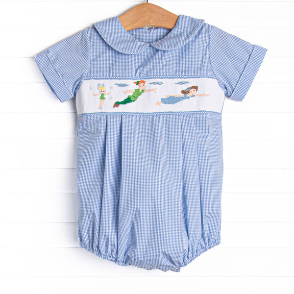 Forever Young Smocked Boy Bubble, Blue Gingham